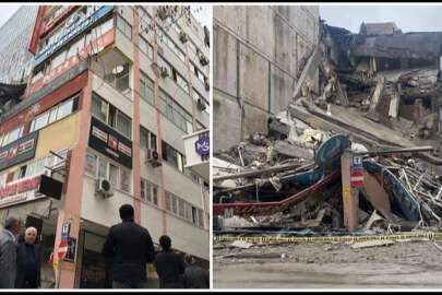 Malatya'da ağır hasarlı bina aniden yıkıldı